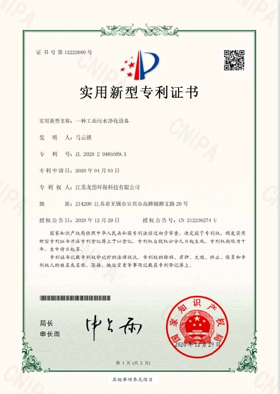 La CINA Jiangsu Longdai Environmental Protection Group Co., Ltd. Certificazioni